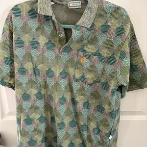 Hang Ten Men's Green Patterned Polo Shirt